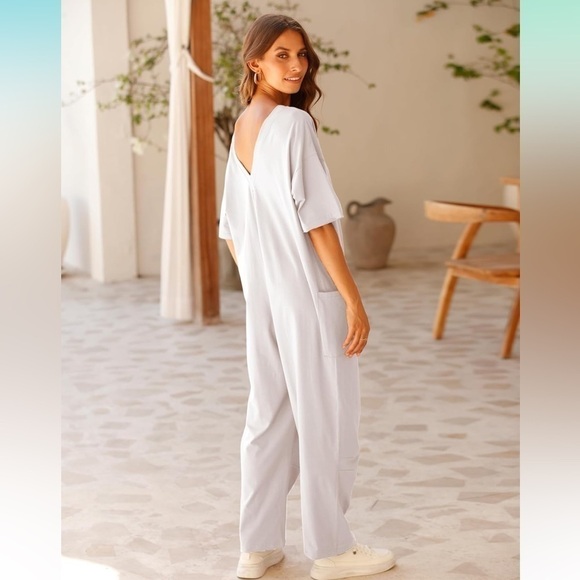 HOTSHOT TEE ONESIE Oversized Slouchy Fit Woman’s Jumpsuit in White Large NWT - Picture 9 of 14